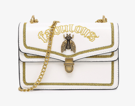 Chic Crossbody Bag with Embroidery and Bee Design