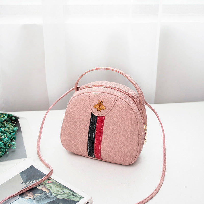 Fashionable Tote Bag with Colorful Straps and Bee Design
