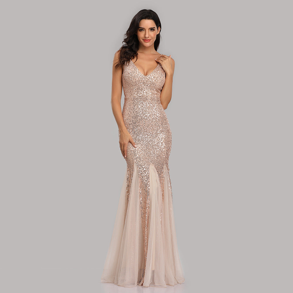 Sequin Mesh Plus Size Mermaid Evening Dress