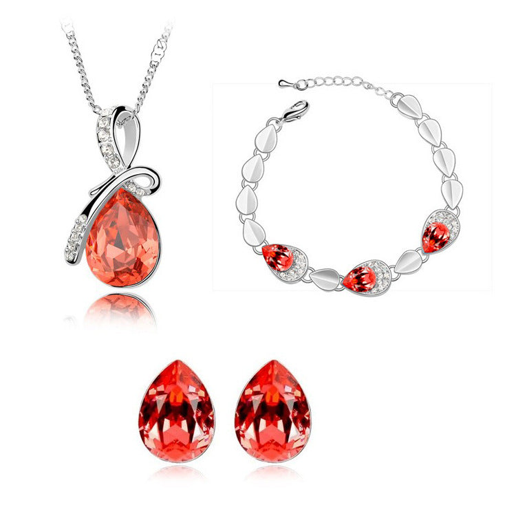 Elegant Alloy Jewelry Set - Bride Necklace, Earrings, Bracelet