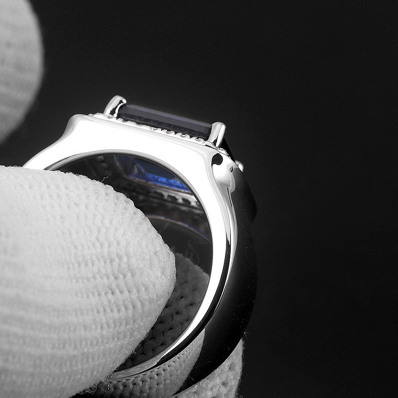Men's Open Ring with Gemstone Inlay