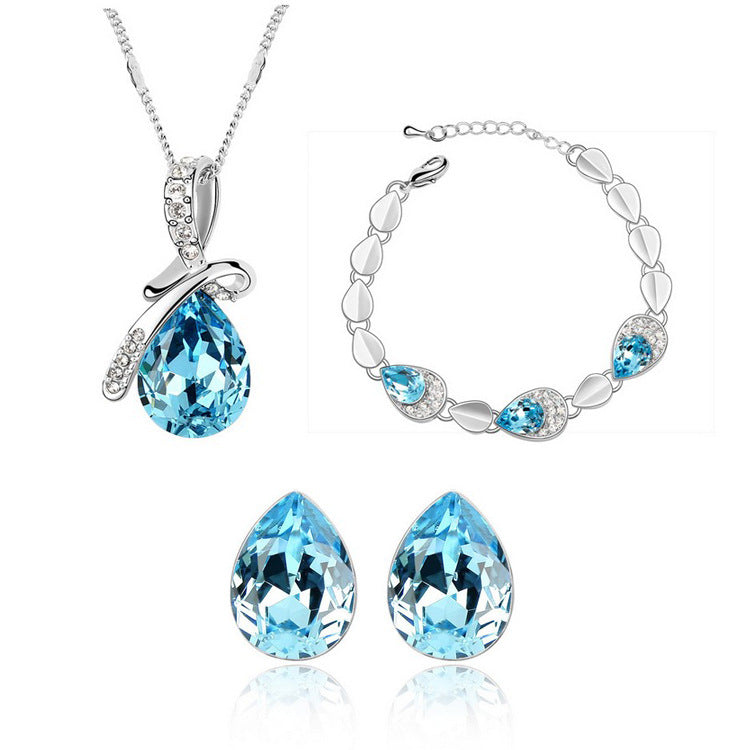Elegant Alloy Jewelry Set - Bride Necklace, Earrings, Bracelet