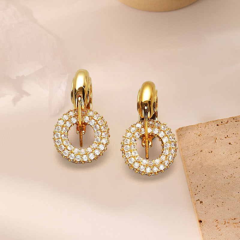 Vintage Dual-Circle Zirconia Earrings for Any Occasion