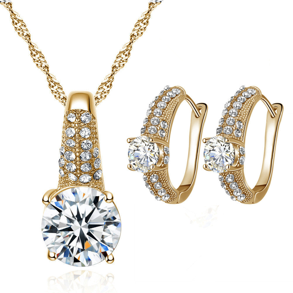 Korean Style Jewelry Set: Bride Necklace and Earrings