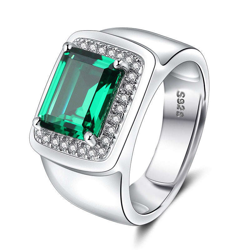 Men's Open Ring with Gemstone Inlay