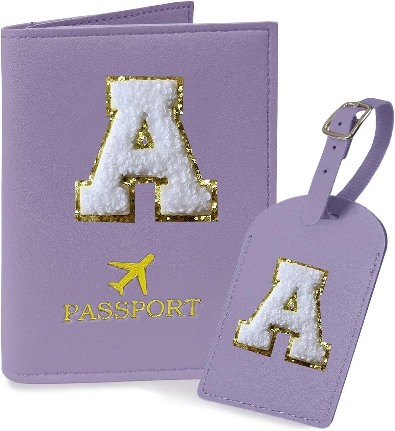 Personalized Leather Passport Holder and Luggage Tag Set