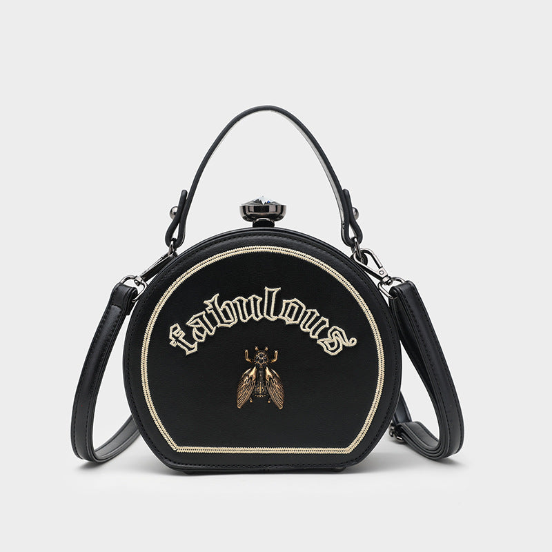 Chic Crossbody Bag with Embroidery and Bee Design