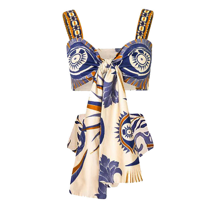 European Style Ruffled Print Bikini Set