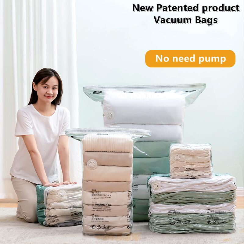 Large No Pump Vacuum Compression Storage Bag for Clothes