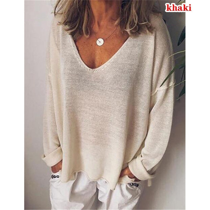 Best-selling Casual V-neck Cotton Blend Women's T-shirt