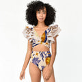 European Style Ruffled Print Bikini Set