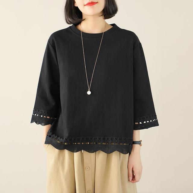 Oversized Women's Spring Summer Hollow Out T-Shirt