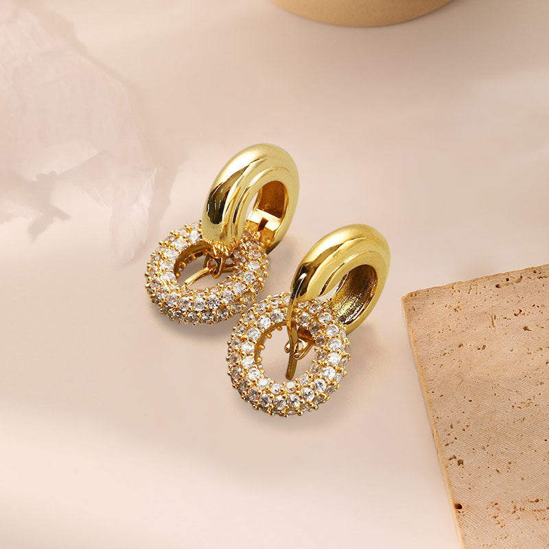 Vintage Dual-Circle Zirconia Earrings for Any Occasion