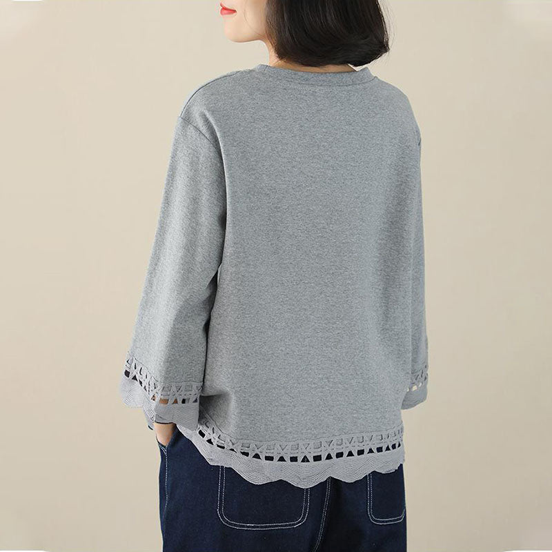 Oversized Women's Spring Summer Hollow Out T-Shirt