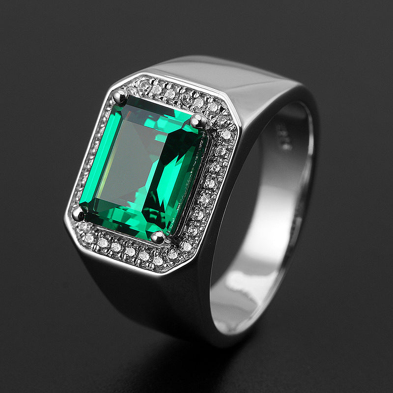 Men's Open Ring with Gemstone Inlay