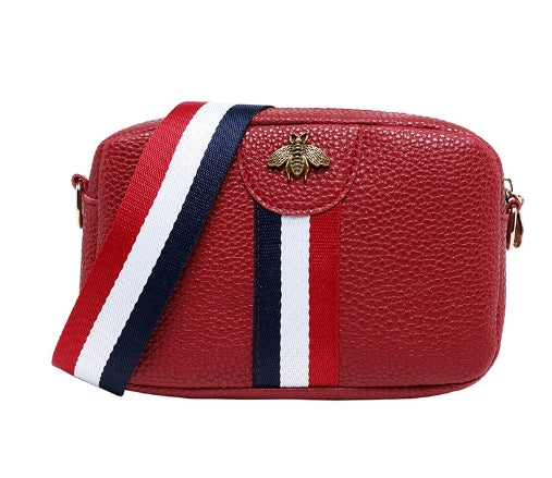 Fashionable Tote Bag with Colorful Straps and Bee Design
