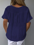 Summer V-Neck Loose Women's T-Shirt in Cotton Blend