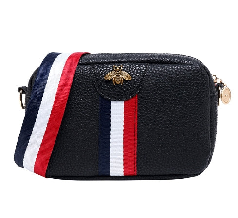 Fashionable Tote Bag with Colorful Straps and Bee Design